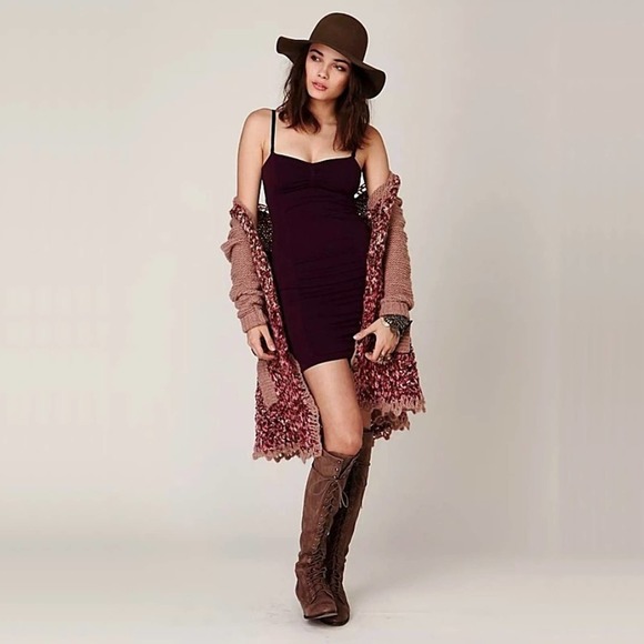 Free People Dresses & Skirts - Free People Swiss Dot Seamless Slip in Aubergine